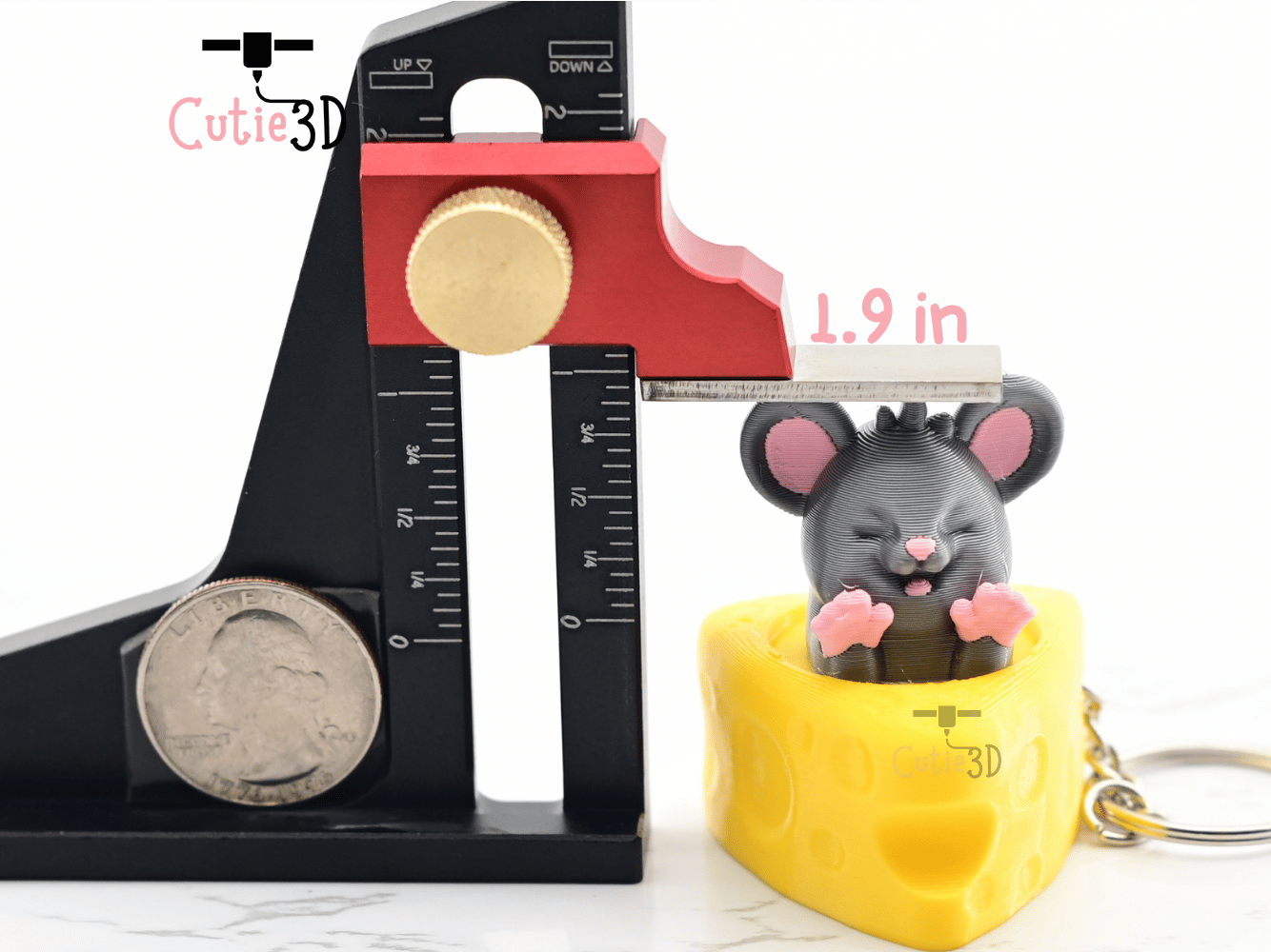 Digital Downloads - Cutie3D Mouse In Cheese Keycap Fidget Clicker Keychain - Cute Backpack Keychain