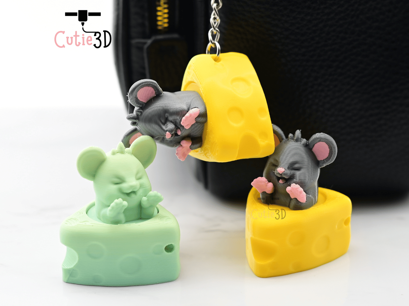 Digital Downloads - Cutie3D Mouse In Cheese Keycap Fidget Clicker Keychain - Cute Backpack Keychain