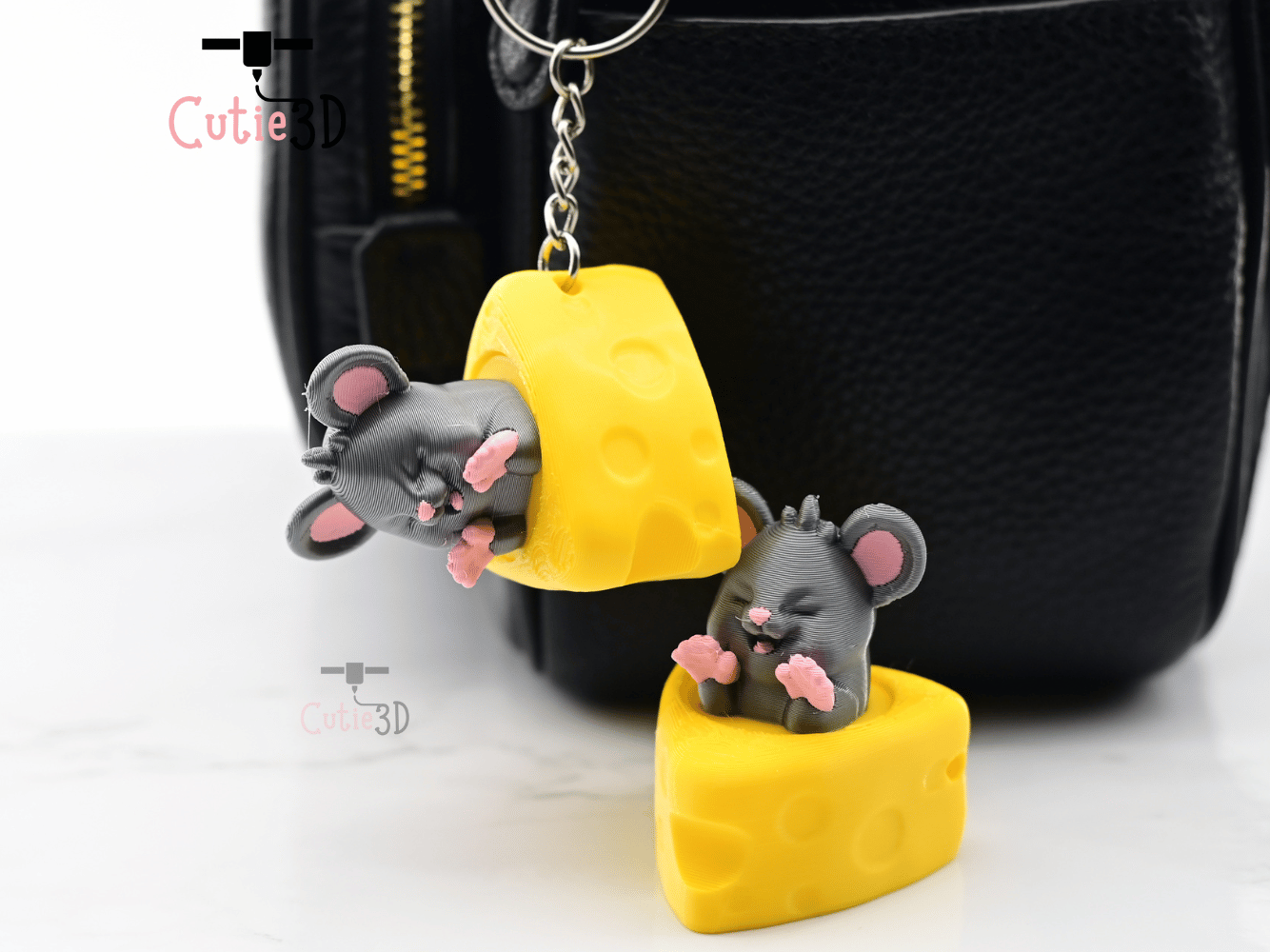 Digital Downloads - Cutie3D Mouse In Cheese Keycap Fidget Clicker Keychain - Cute Backpack Keychain