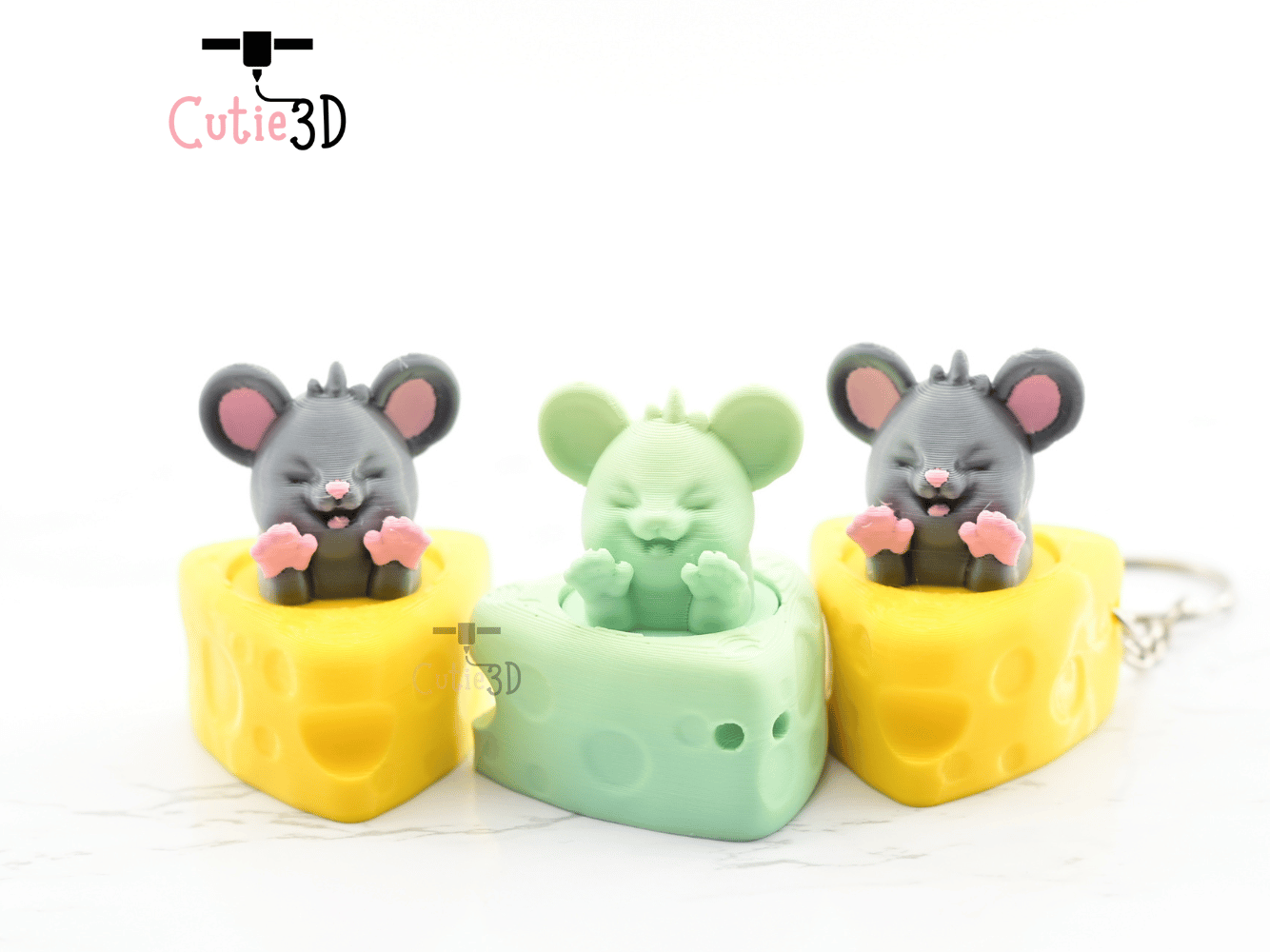 Digital Downloads - Cutie3D Mouse In Cheese Keycap Fidget Clicker Keychain - Cute Backpack Keychain
