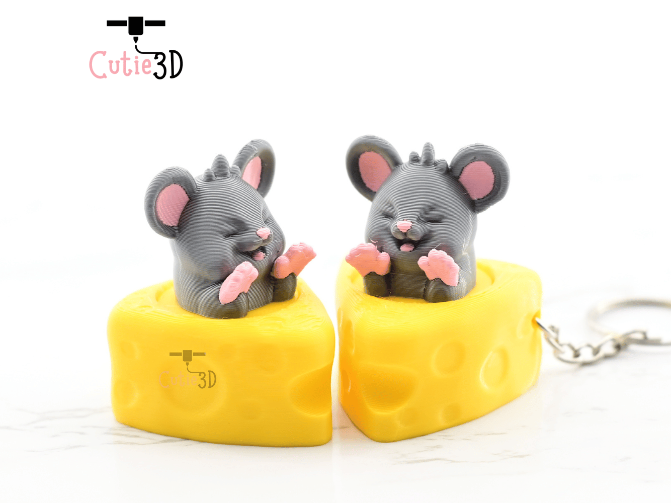 Digital Downloads - Cutie3D Mouse In Cheese Keycap Fidget Clicker Keychain - Cute Backpack Keychain