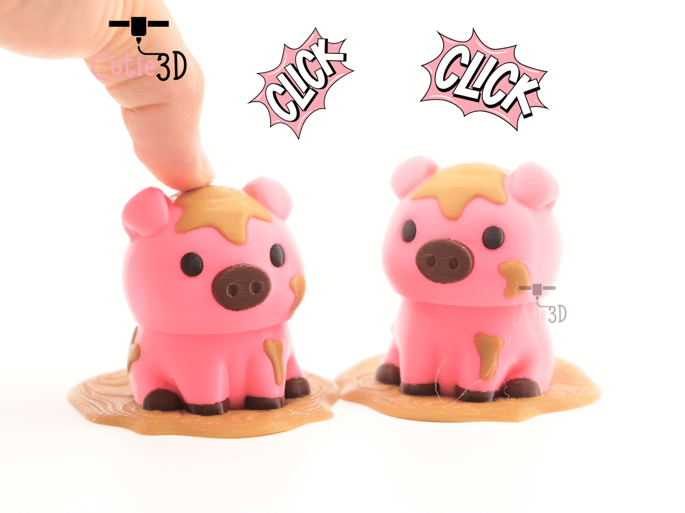 Digital Downloads - Cutie3D Muddy Pig Keycap Fidget Clicker Keychain - Cute Backpack Keychain