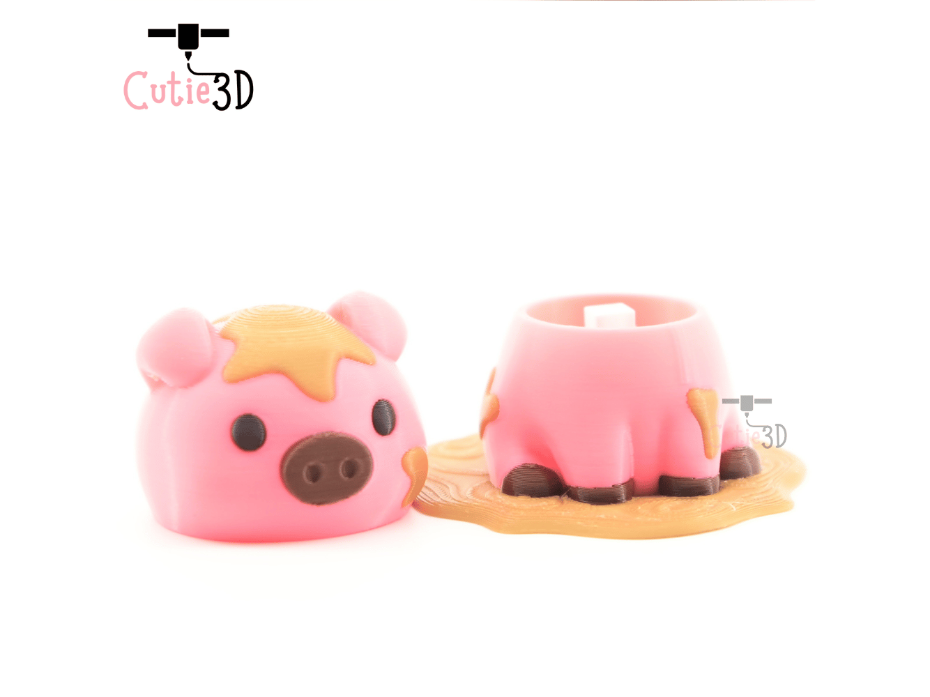 Digital Downloads - Cutie3D Muddy Pig Keycap Fidget Clicker Keychain - Cute Backpack Keychain