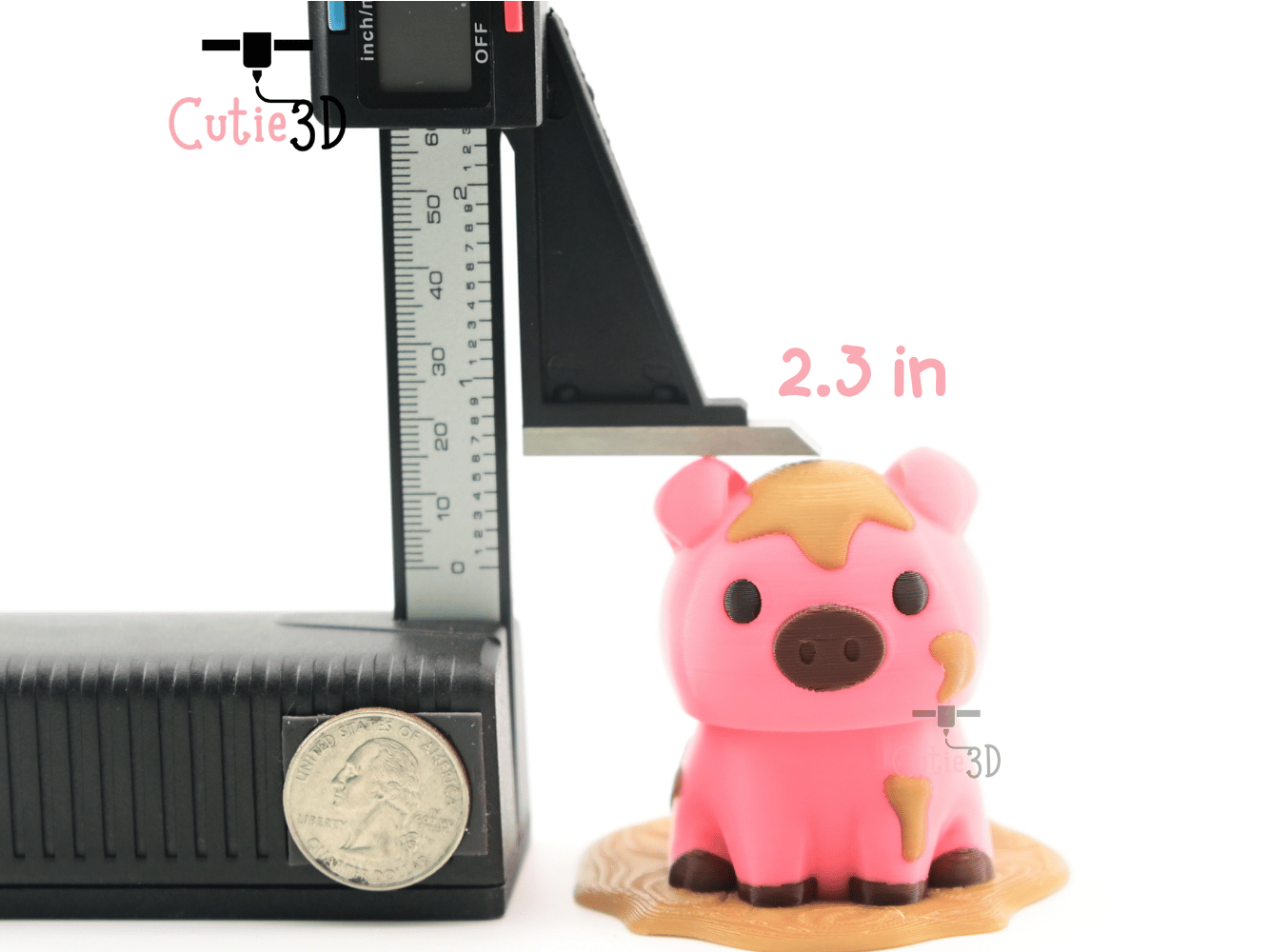 Digital Downloads - Cutie3D Muddy Pig Keycap Fidget Clicker Keychain - Cute Backpack Keychain
