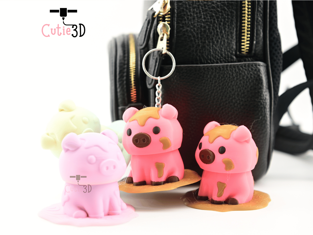 Digital Downloads - Cutie3D Muddy Pig Keycap Fidget Clicker Keychain - Cute Backpack Keychain