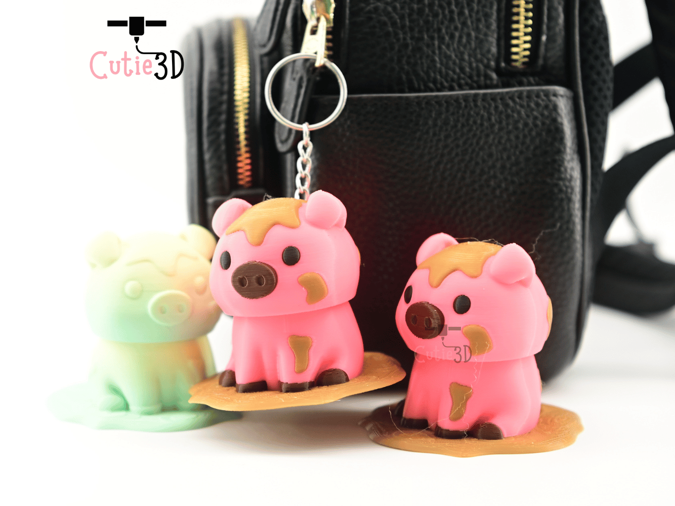Digital Downloads - Cutie3D Muddy Pig Keycap Fidget Clicker Keychain - Cute Backpack Keychain