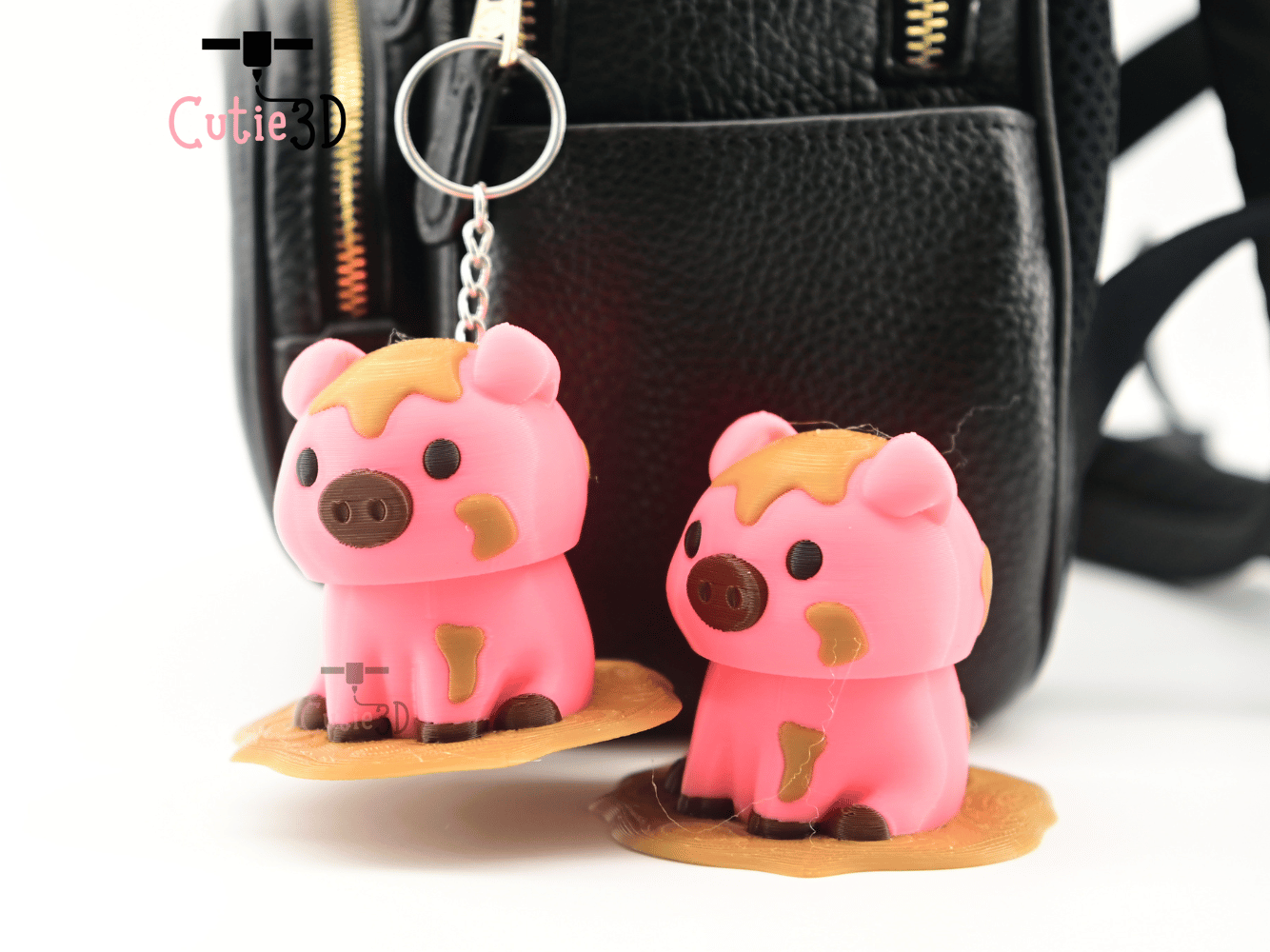 Digital Downloads - Cutie3D Muddy Pig Keycap Fidget Clicker Keychain - Cute Backpack Keychain