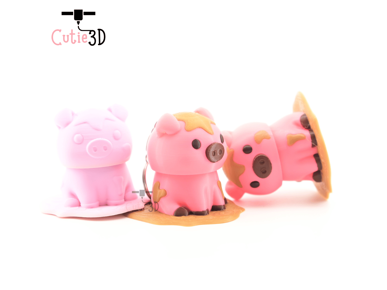 Digital Downloads - Cutie3D Muddy Pig Keycap Fidget Clicker Keychain - Cute Backpack Keychain