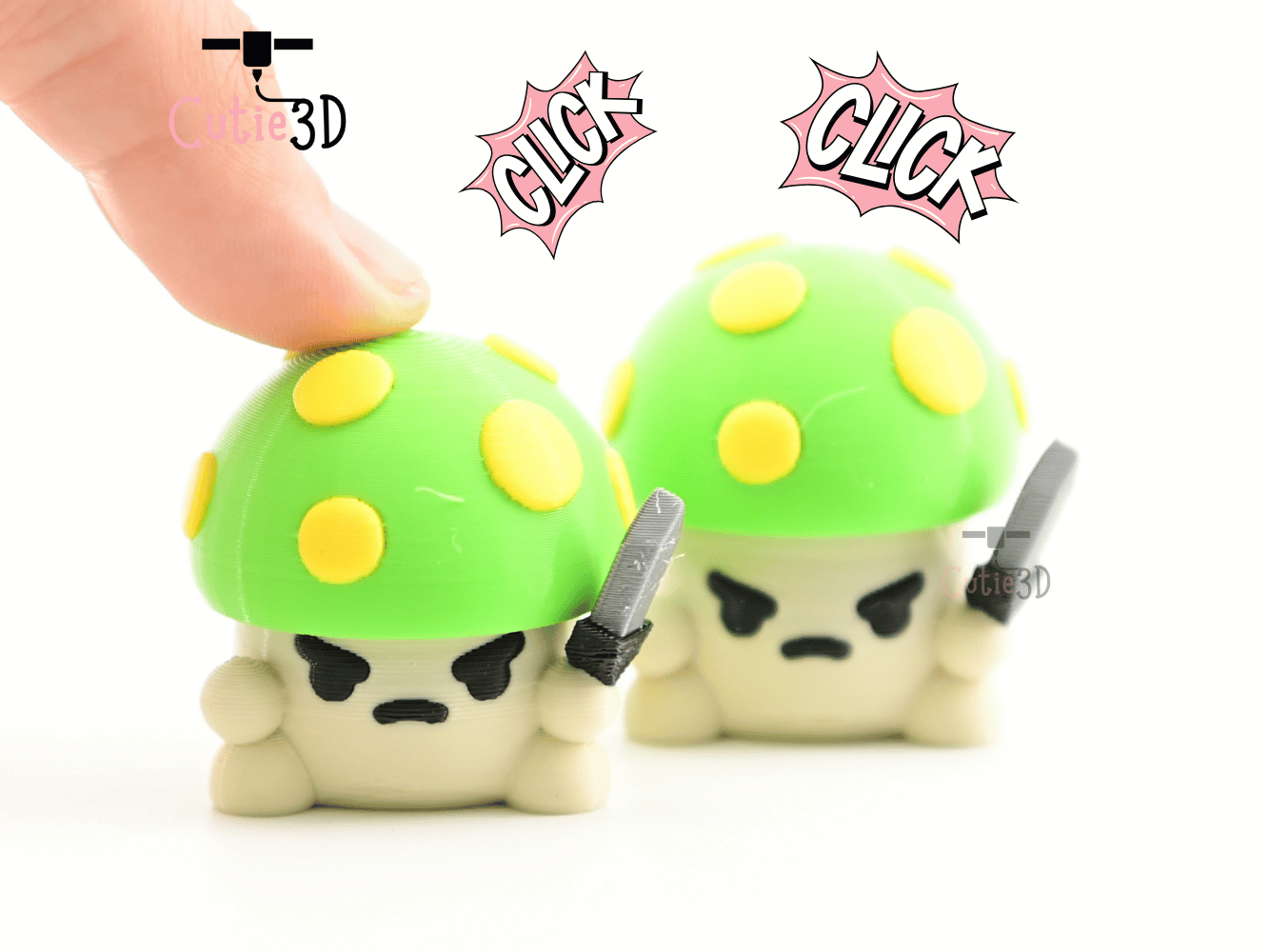 Digital Downloads - Cutie3D Mushroom Warrior Keycap Fidget Clicker Keychain - Cute Backpack Keychain