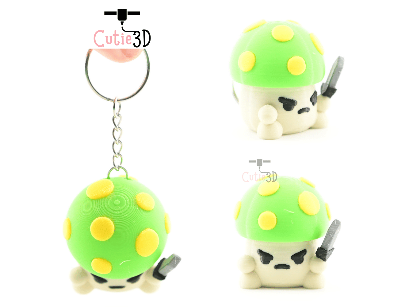 Digital Downloads - Cutie3D Mushroom Warrior Keycap Fidget Clicker Keychain - Cute Backpack Keychain