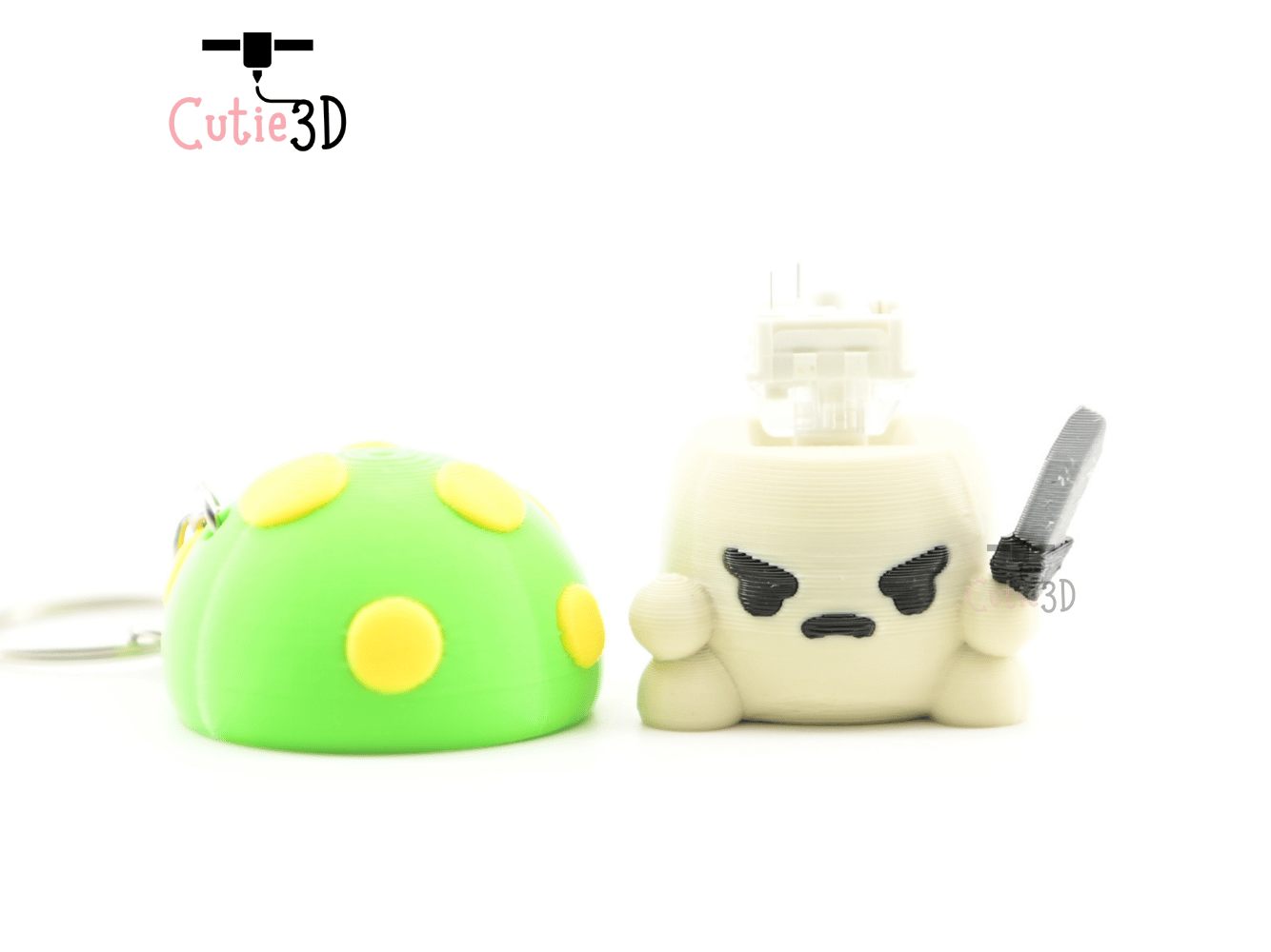 Digital Downloads - Cutie3D Mushroom Warrior Keycap Fidget Clicker Keychain - Cute Backpack Keychain