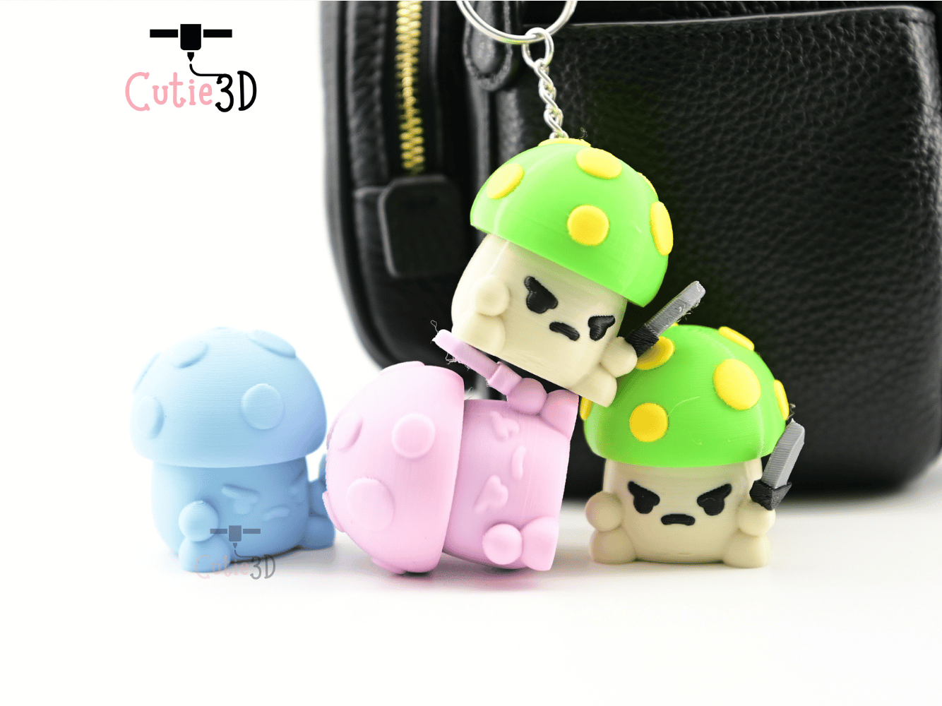 Digital Downloads - Cutie3D Mushroom Warrior Keycap Fidget Clicker Keychain - Cute Backpack Keychain