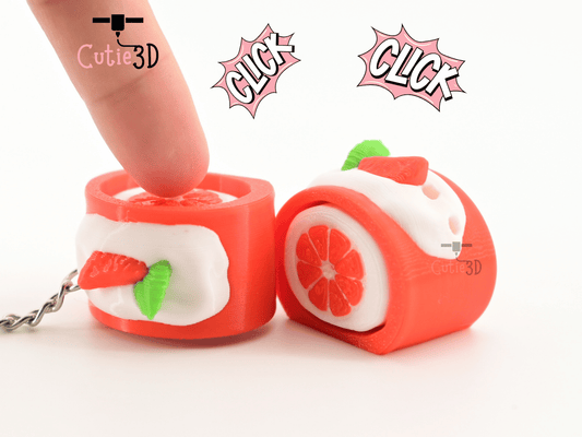 Digital Downloads - Cutie3D Orange Cake For Food Lovers Keycap Fidget Clicker Keychain - Cute Backpack Keychain