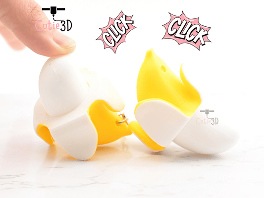 Digital Downloads - Cutie3D Peeled Banana Keycap Fidget Clicker Keychain - Cute Backpack Keychain