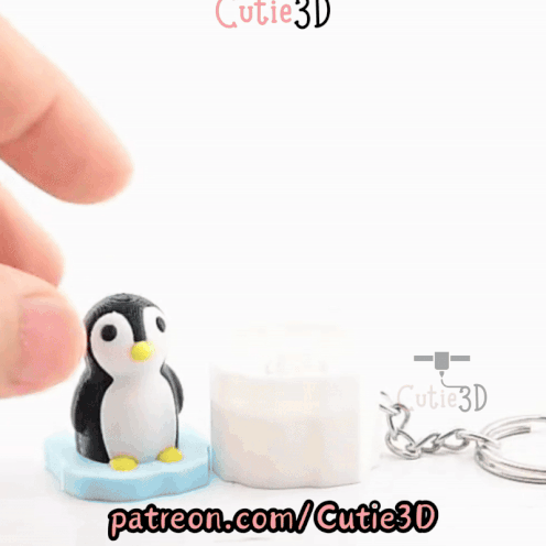 Digital Downloads - Cutie3D Penguin On Iceberg Keycap Fidget Clicker Keychain - Cute Backpack Keychain