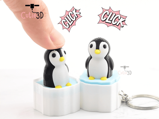 Digital Downloads - Cutie3D Penguin On Iceberg Keycap Fidget Clicker Keychain - Cute Backpack Keychain