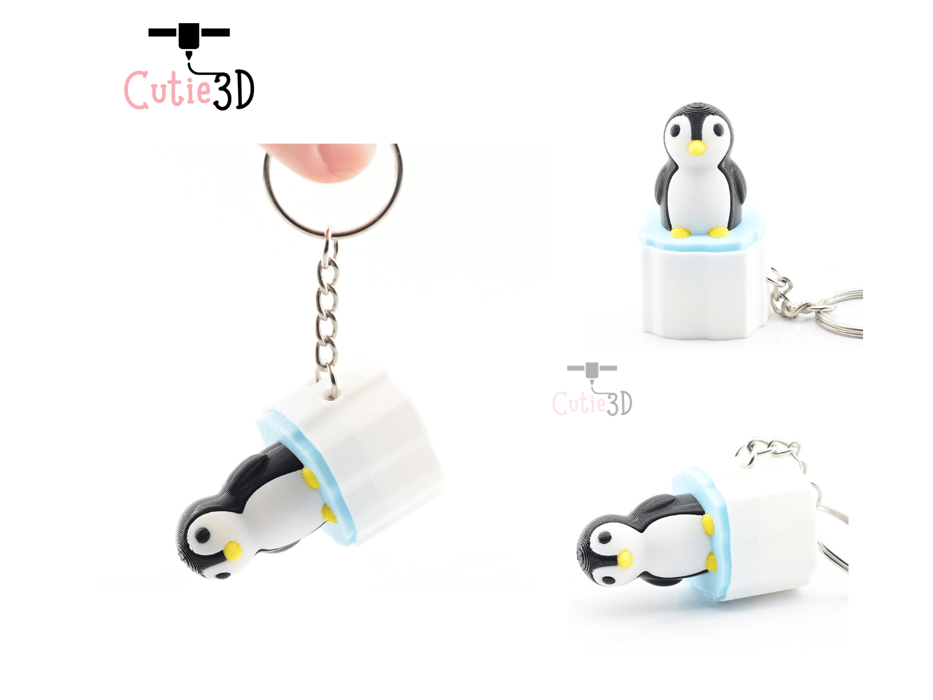 Digital Downloads - Cutie3D Penguin On Iceberg Keycap Fidget Clicker Keychain - Cute Backpack Keychain