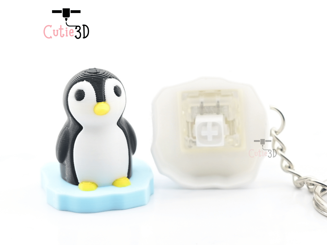 Digital Downloads - Cutie3D Penguin On Iceberg Keycap Fidget Clicker Keychain - Cute Backpack Keychain