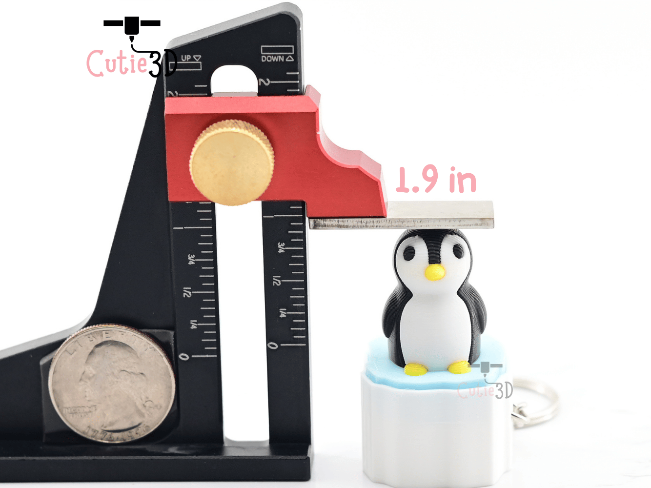 Digital Downloads - Cutie3D Penguin On Iceberg Keycap Fidget Clicker Keychain - Cute Backpack Keychain