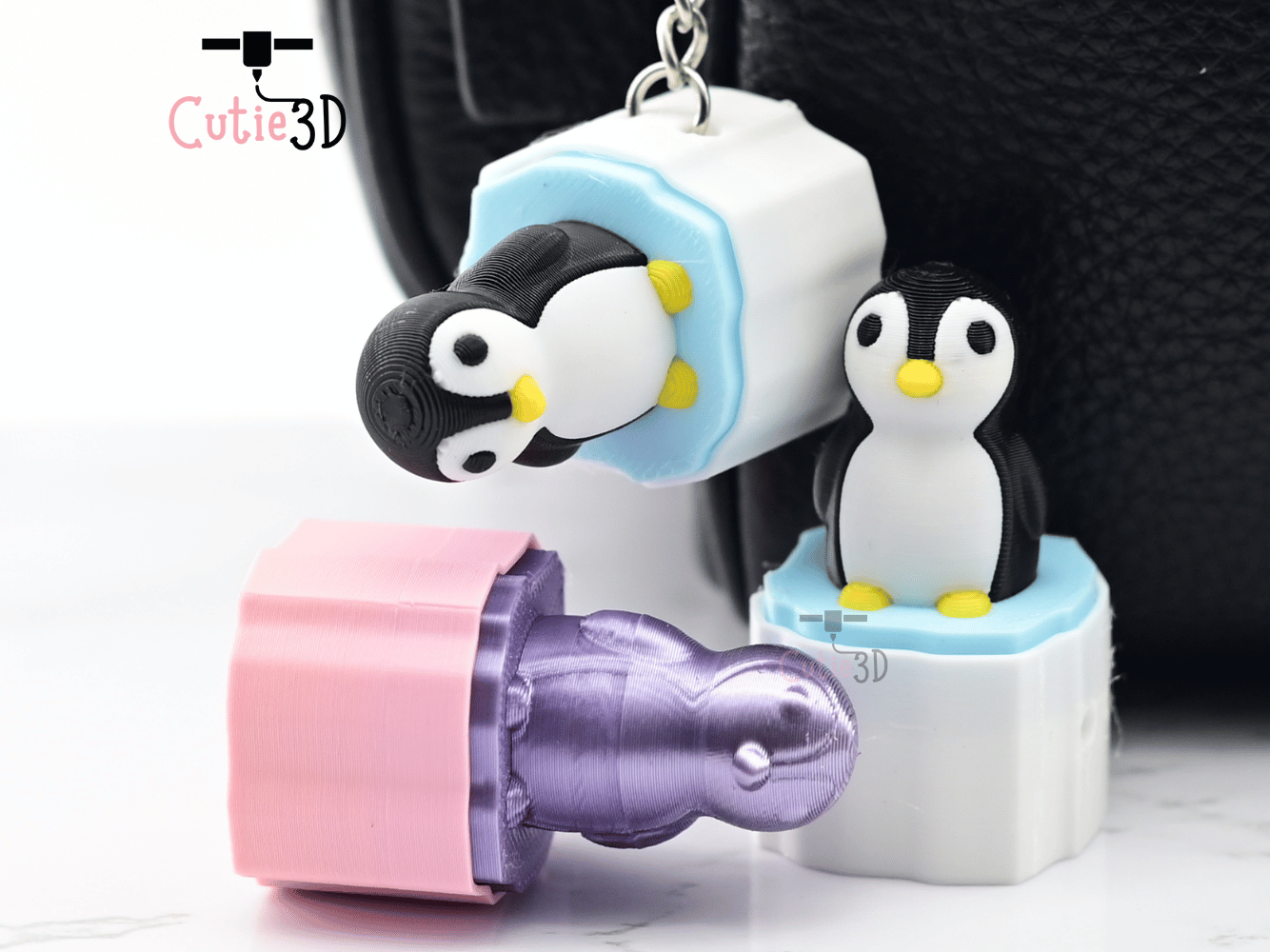 Digital Downloads - Cutie3D Penguin On Iceberg Keycap Fidget Clicker Keychain - Cute Backpack Keychain