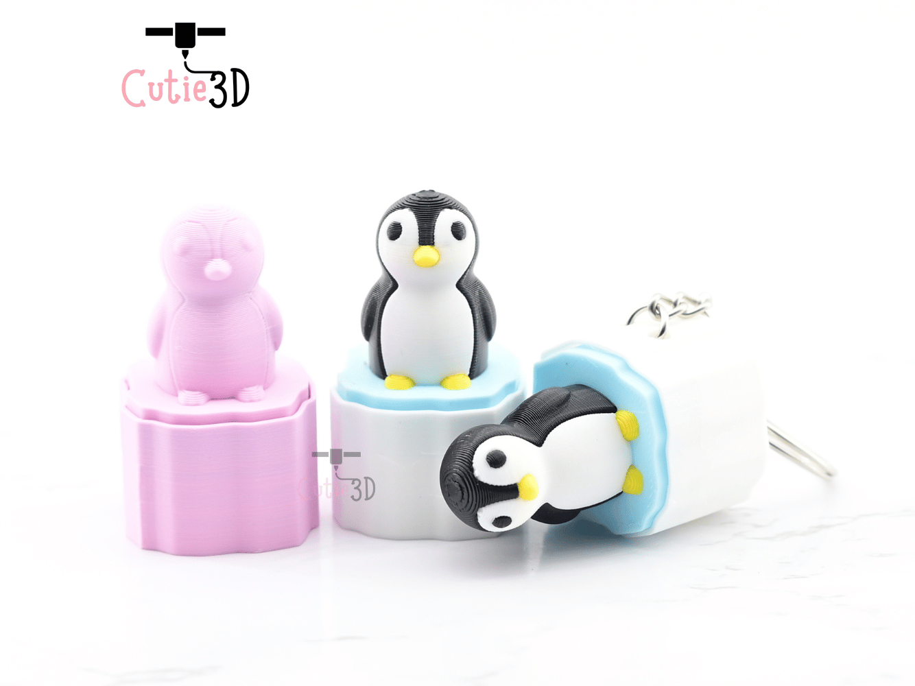 Digital Downloads - Cutie3D Penguin On Iceberg Keycap Fidget Clicker Keychain - Cute Backpack Keychain