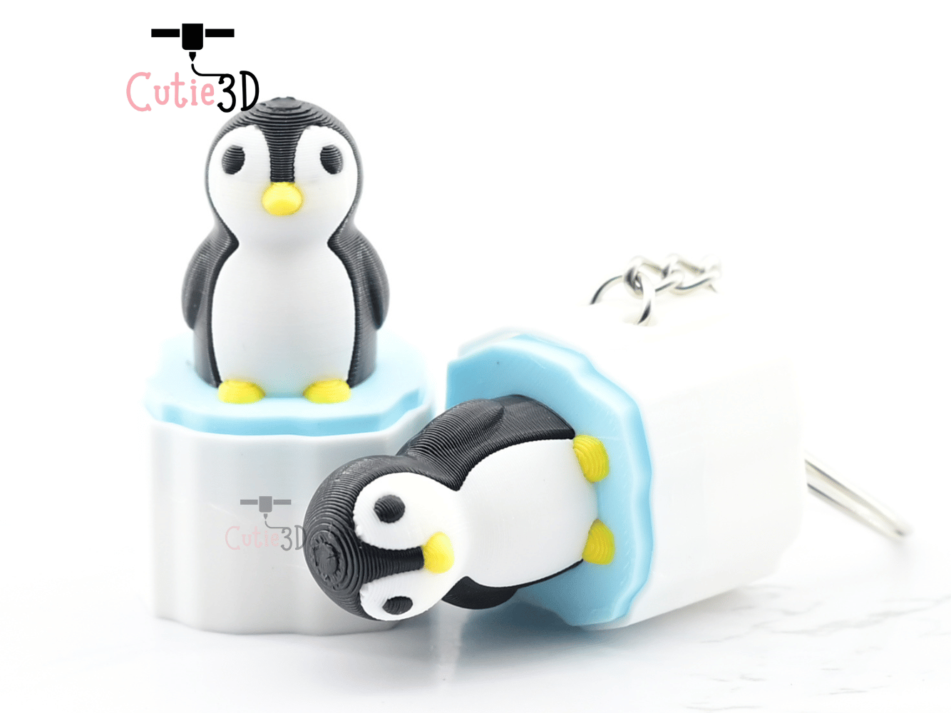 Digital Downloads - Cutie3D Penguin On Iceberg Keycap Fidget Clicker Keychain - Cute Backpack Keychain