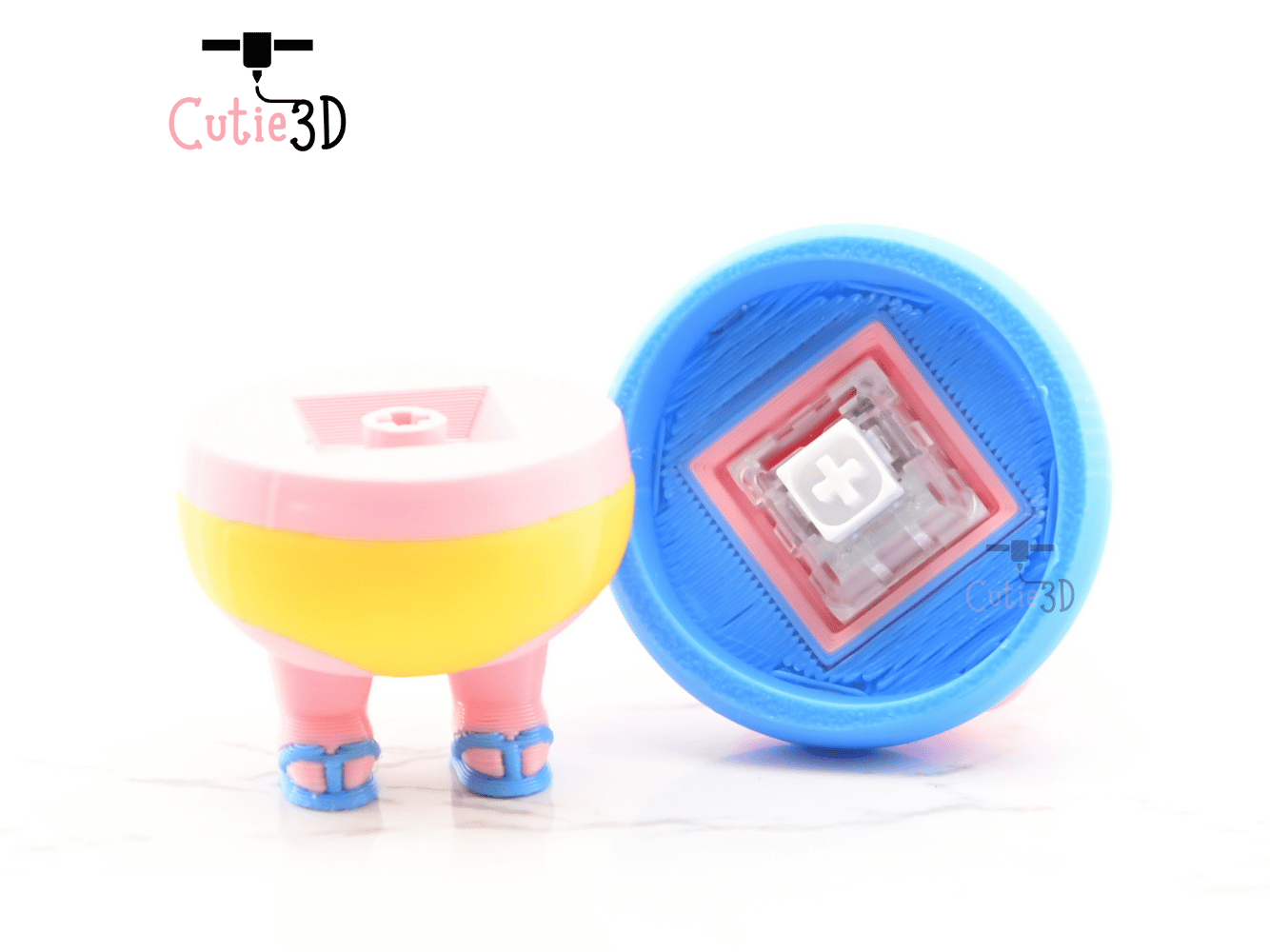 Digital Downloads - Cutie3D Pig In Swim Ring Summer Keycap Fidget Clicker Keychain - Cute Backpack Keychain