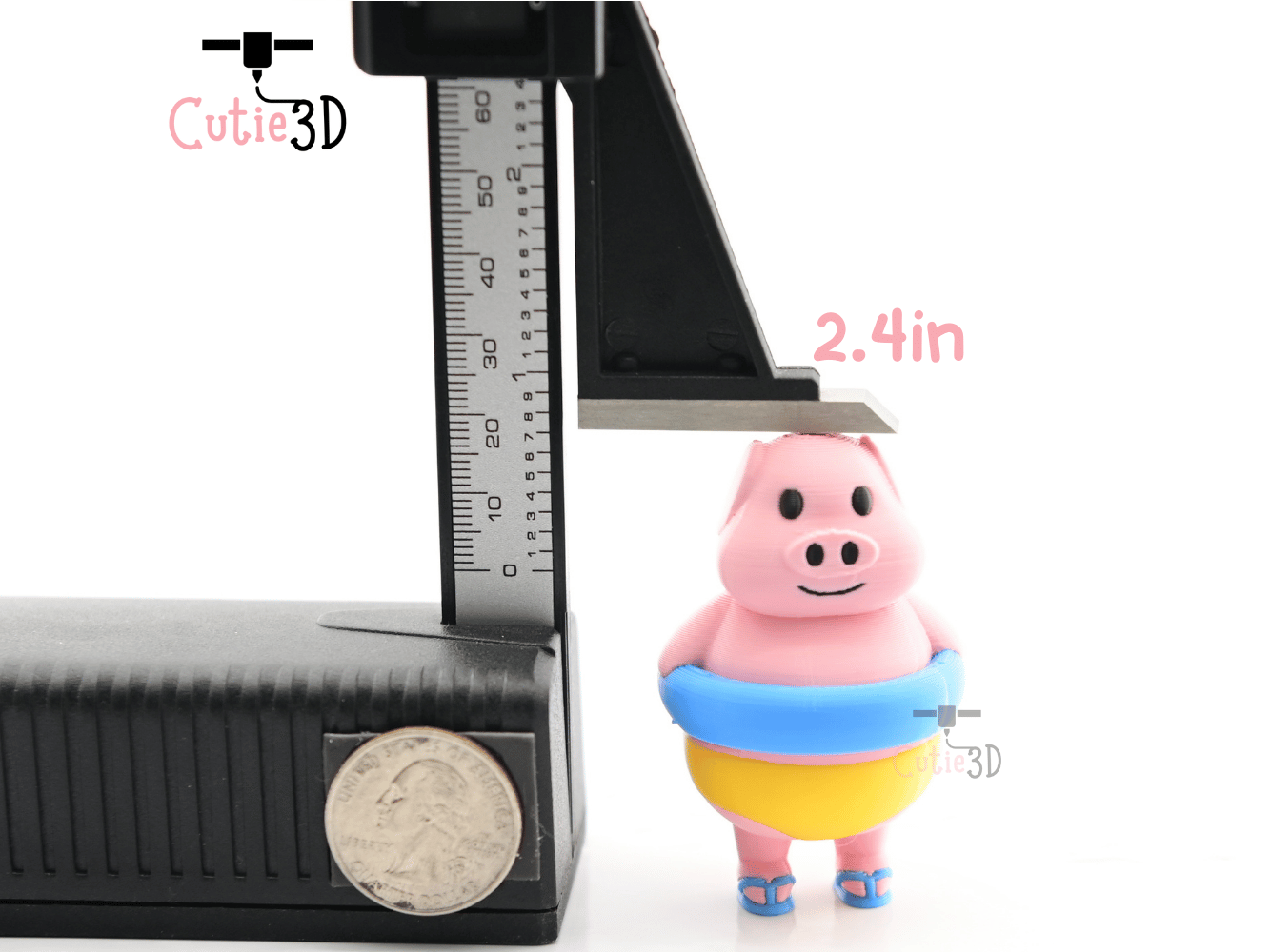 Digital Downloads - Cutie3D Pig In Swim Ring Summer Keycap Fidget Clicker Keychain - Cute Backpack Keychain