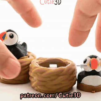 Digital Downloads - Cutie3D Puffin In Nest For Animal Lovers Keycap Fidget Clicker Keychain - Cute Backpack Keychain