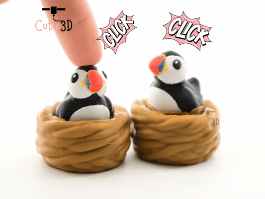 Digital Downloads - Cutie3D Puffin In Nest For Animal Lovers Keycap Fidget Clicker Keychain - Cute Backpack Keychain
