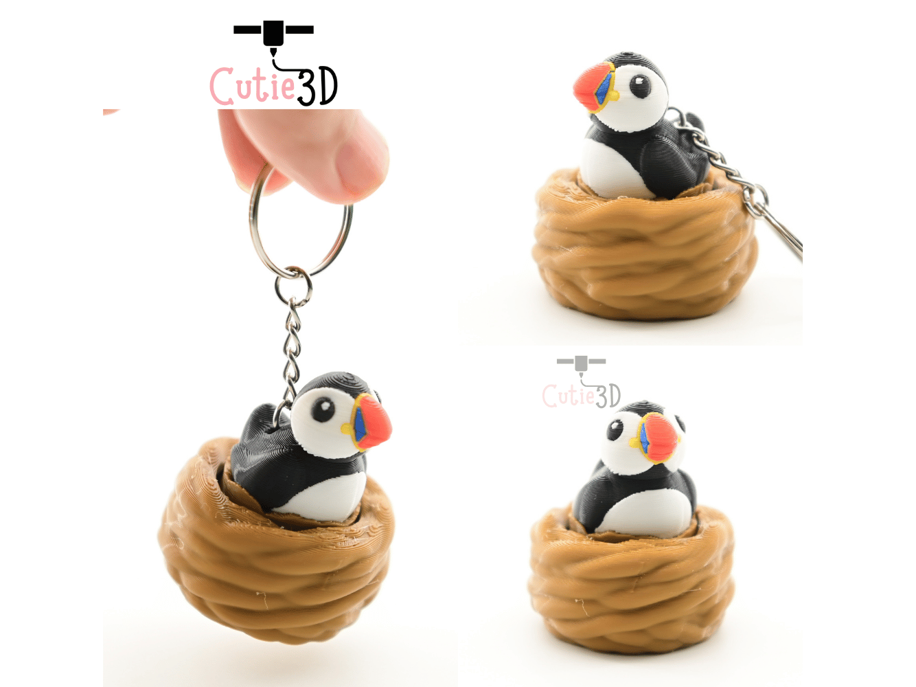 Digital Downloads - Cutie3D Puffin In Nest For Animal Lovers Keycap Fidget Clicker Keychain - Cute Backpack Keychain