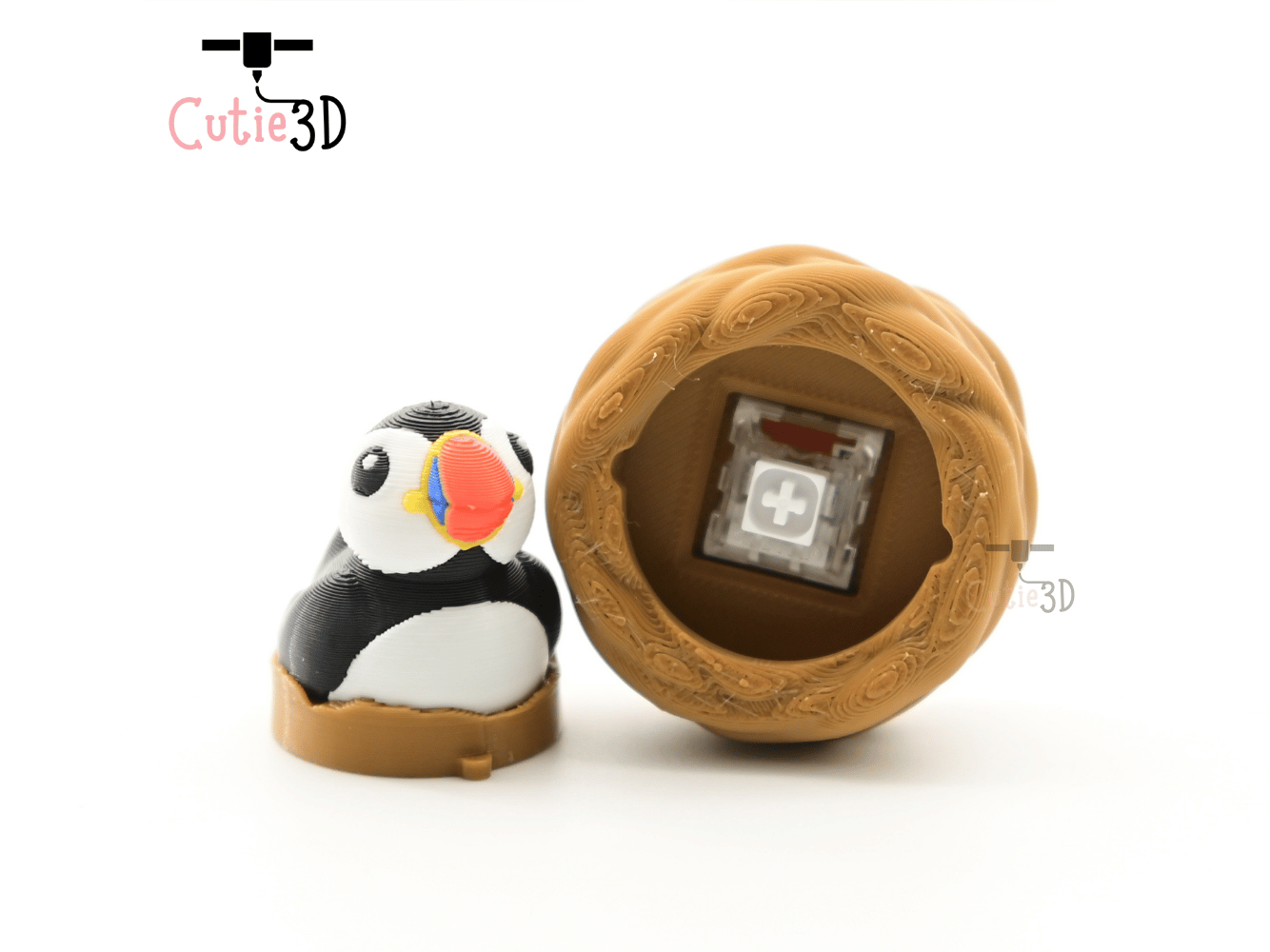 Digital Downloads - Cutie3D Puffin In Nest For Animal Lovers Keycap Fidget Clicker Keychain - Cute Backpack Keychain