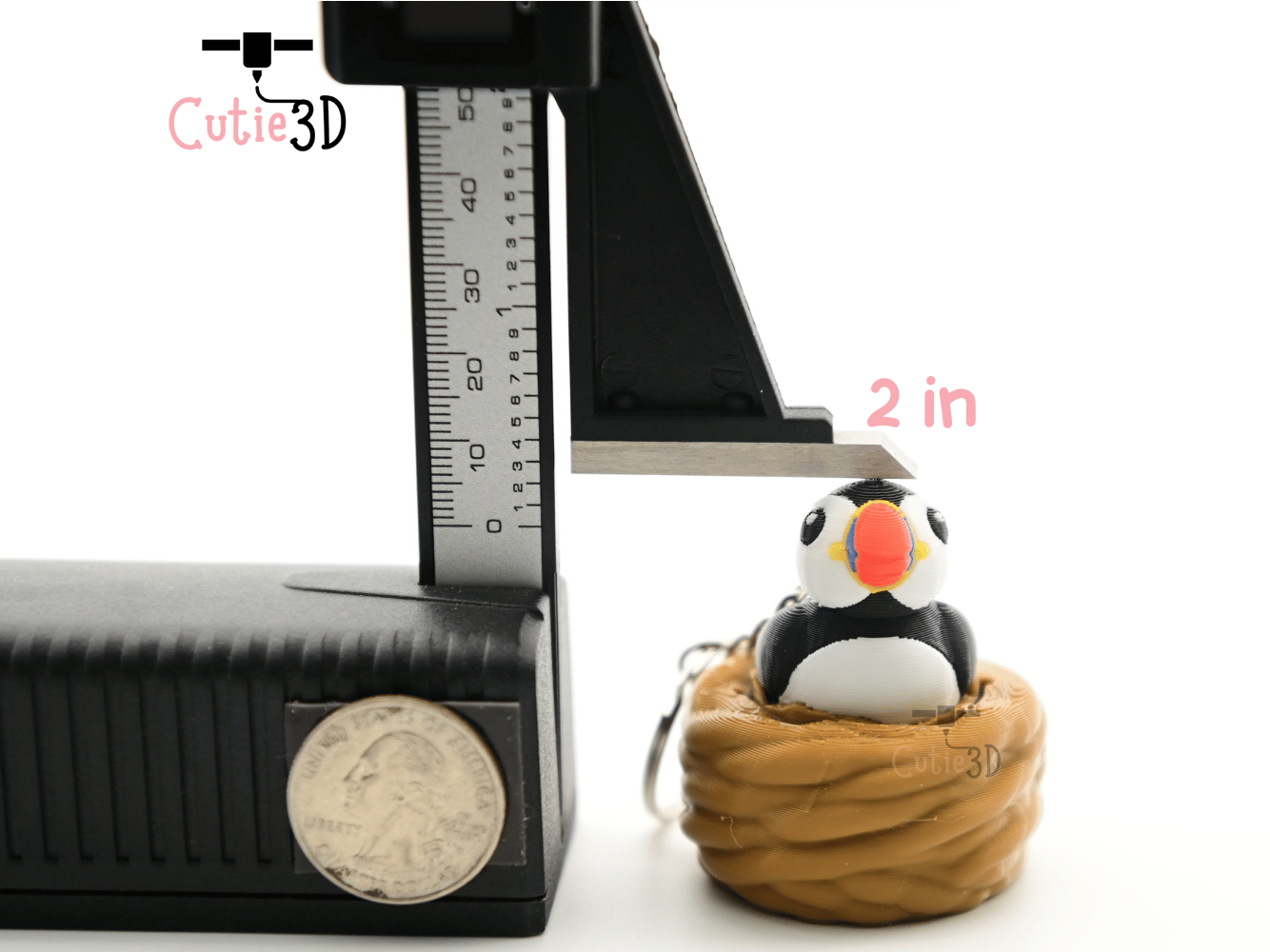 Digital Downloads - Cutie3D Puffin In Nest For Animal Lovers Keycap Fidget Clicker Keychain - Cute Backpack Keychain