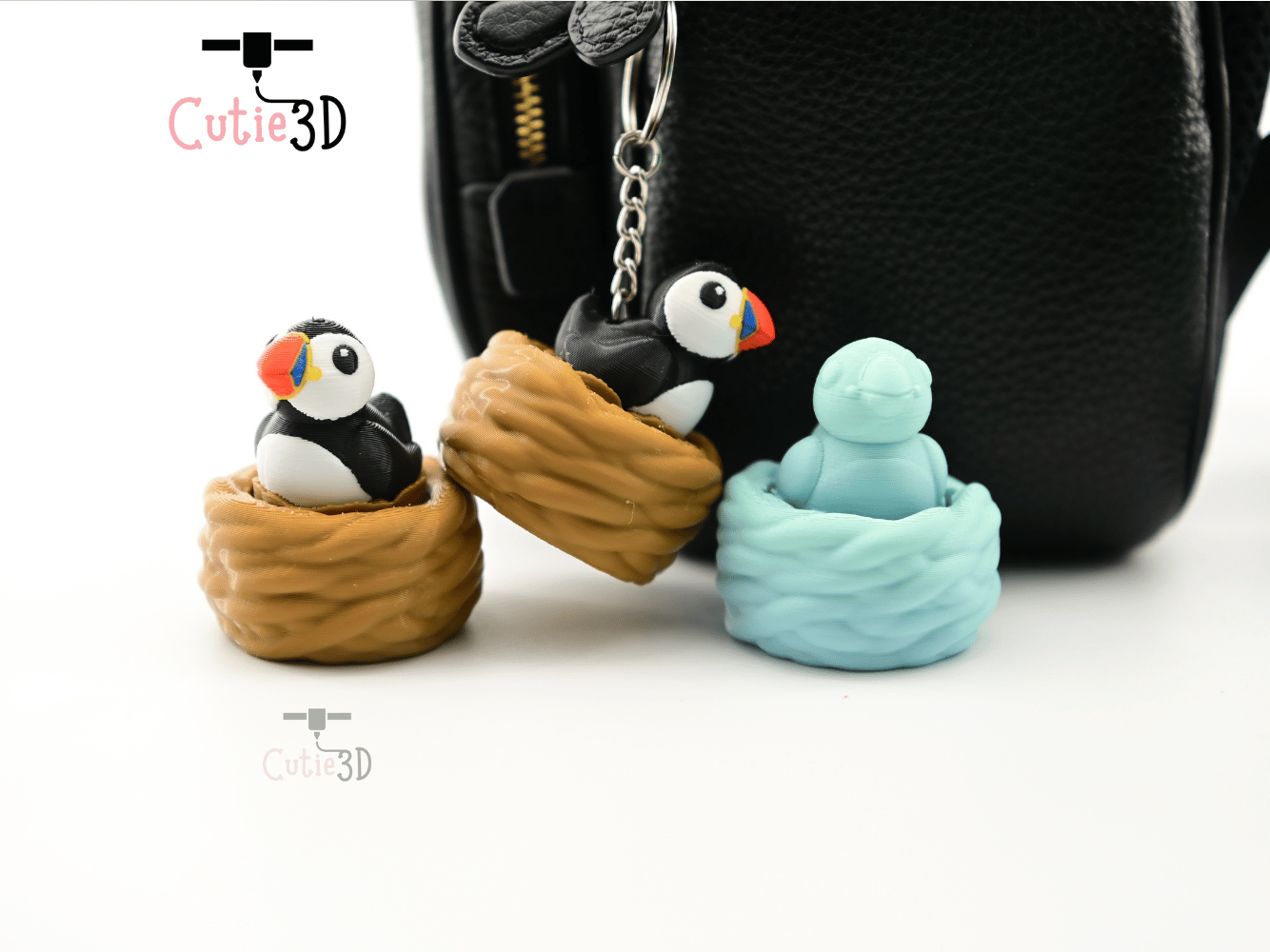 Digital Downloads - Cutie3D Puffin In Nest For Animal Lovers Keycap Fidget Clicker Keychain - Cute Backpack Keychain