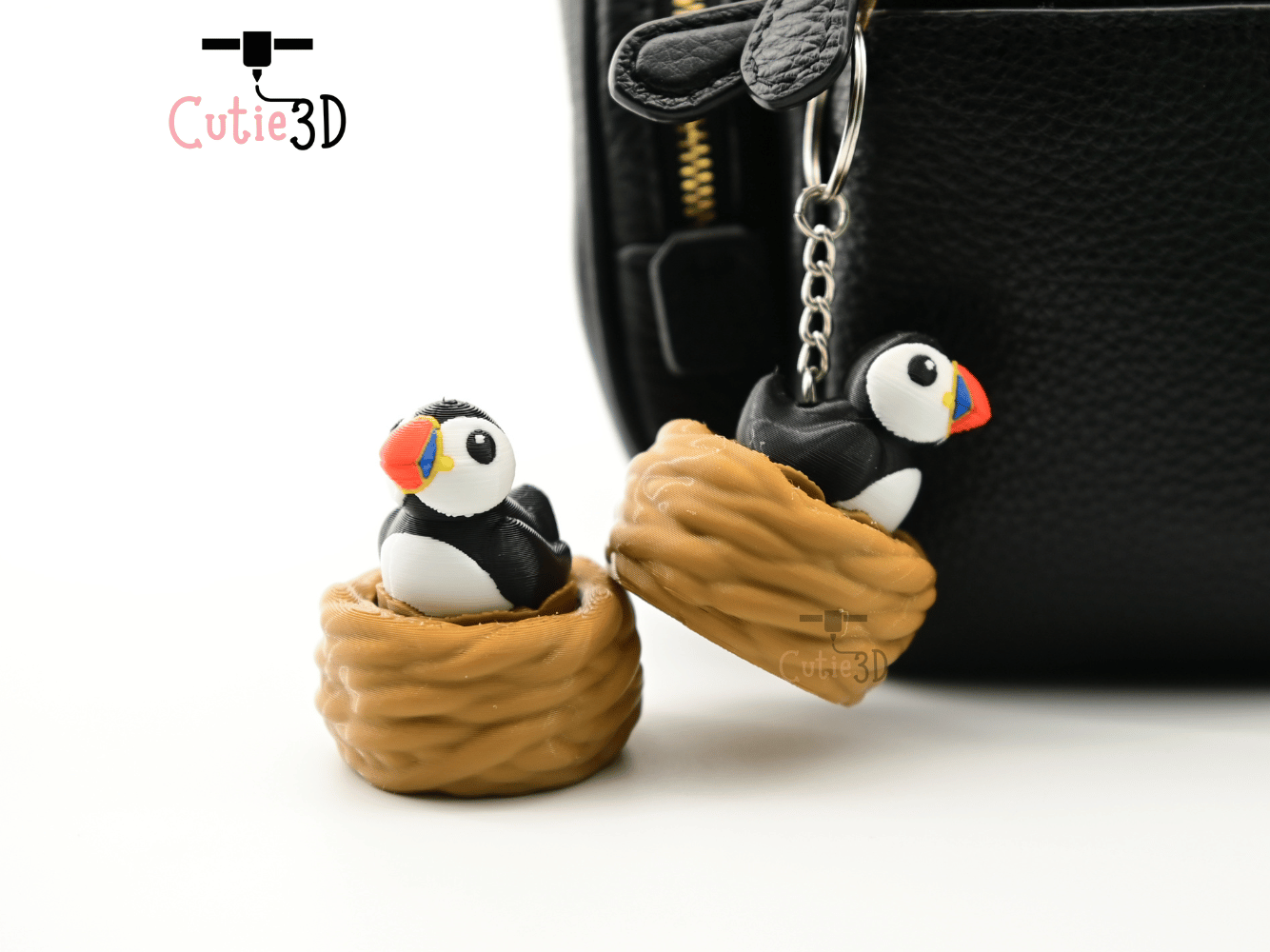 Digital Downloads - Cutie3D Puffin In Nest For Animal Lovers Keycap Fidget Clicker Keychain - Cute Backpack Keychain