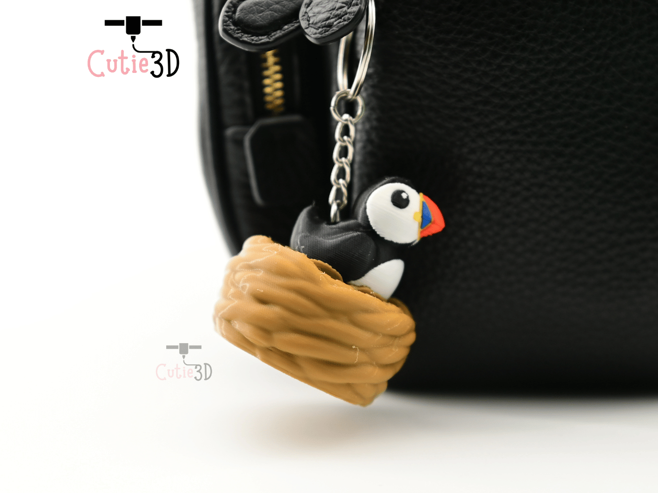 Digital Downloads - Cutie3D Puffin In Nest For Animal Lovers Keycap Fidget Clicker Keychain - Cute Backpack Keychain