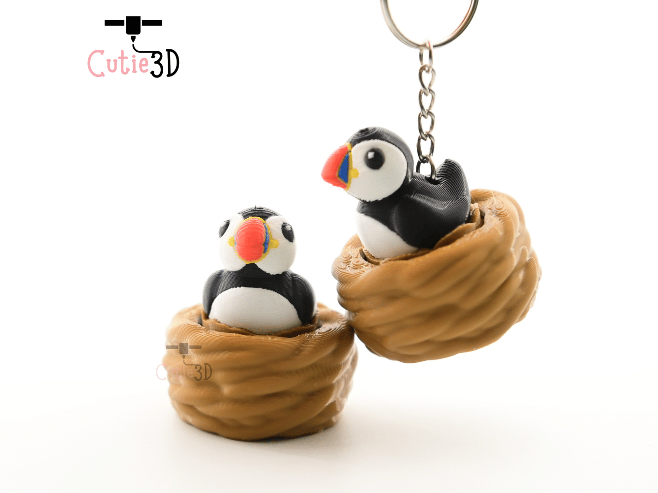 Digital Downloads - Cutie3D Puffin In Nest For Animal Lovers Keycap Fidget Clicker Keychain - Cute Backpack Keychain