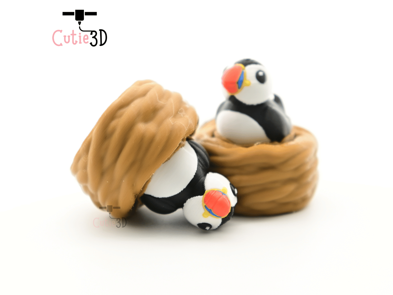 Digital Downloads - Cutie3D Puffin In Nest For Animal Lovers Keycap Fidget Clicker Keychain - Cute Backpack Keychain