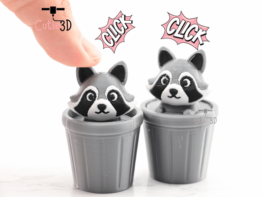Digital Downloads - Cutie3D Raccoon In Trash Can Keycap Fidget Clicker Keychain - Cute Backpack Keychain