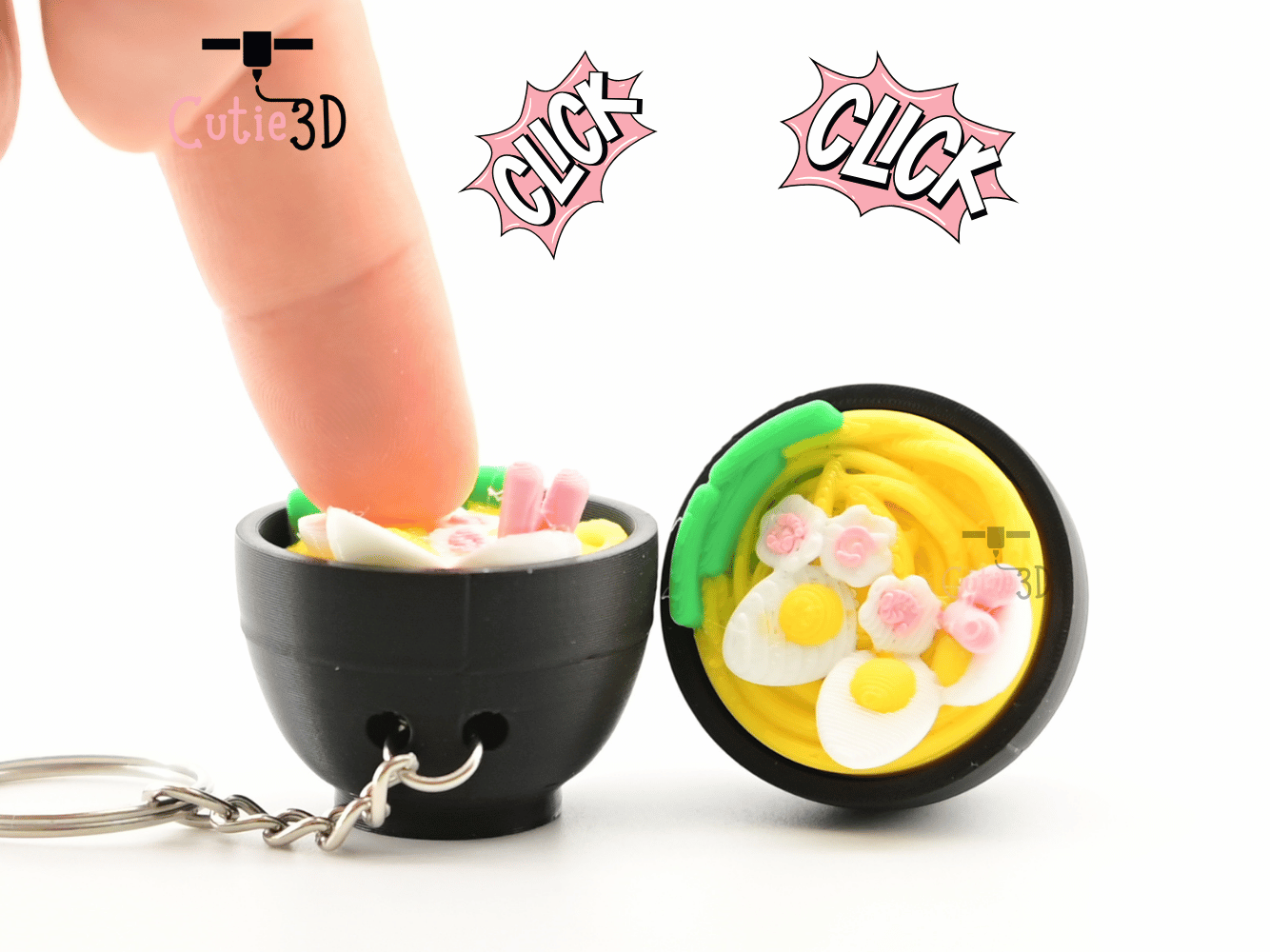 Digital Downloads - Cutie3D Ramen Bowl Keycap Fidget Clicker Keychain - Cute Backpack Keychain