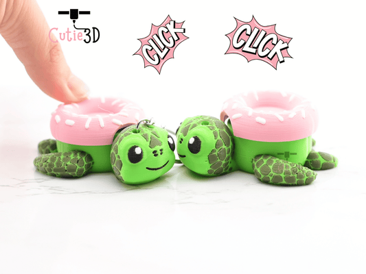 Digital Downloads - Cutie3D Sea Turtle Donut Keycap Fidget Clicker Keychain - Cute Backpack Keychain