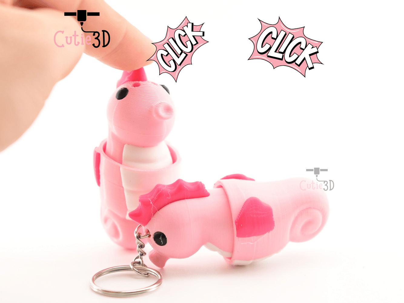 Digital Downloads - Cutie3D Seahorse Keycap Fidget Clicker Keychain - Cute Backpack Keychain