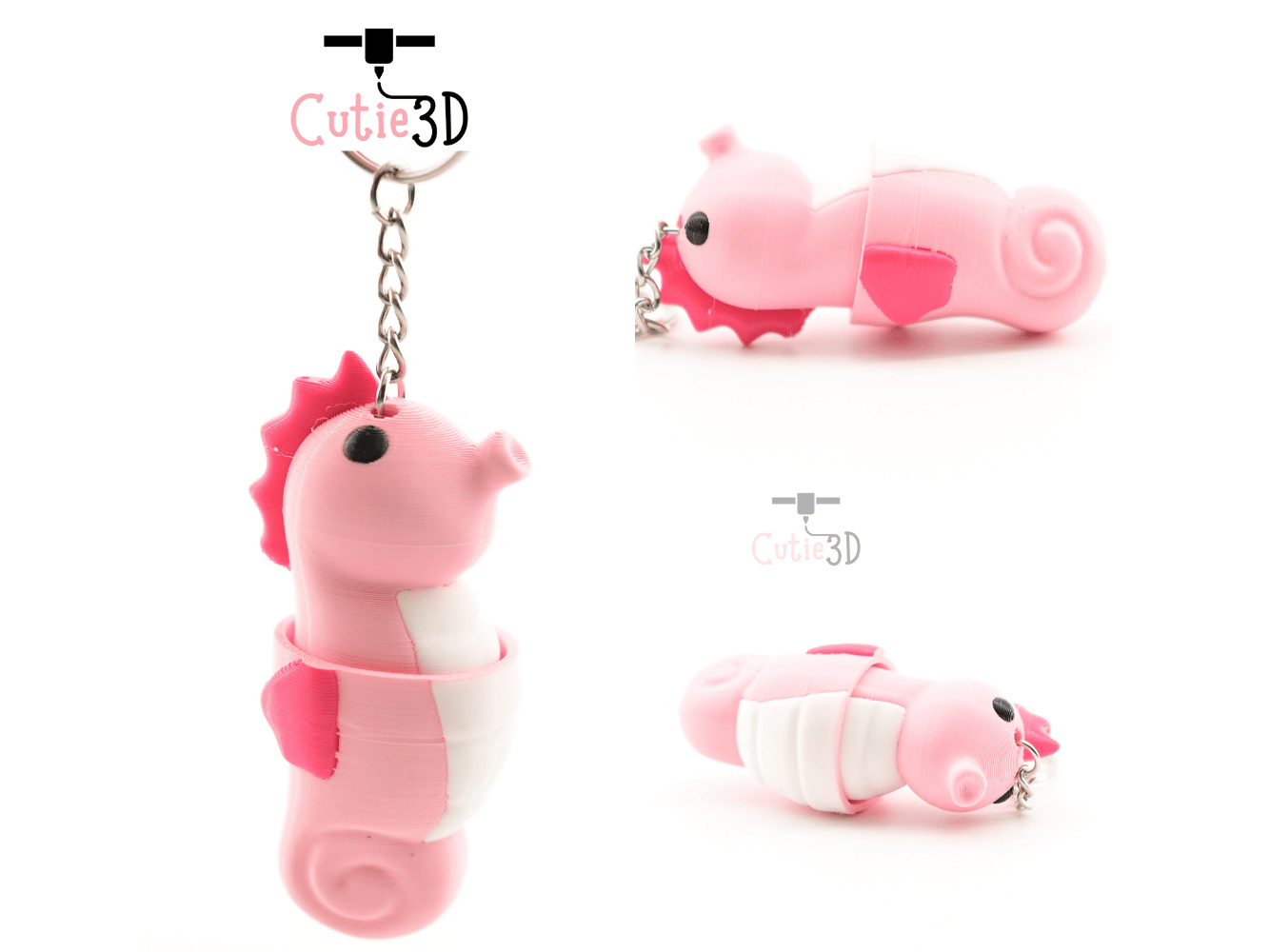 Digital Downloads - Cutie3D Seahorse Keycap Fidget Clicker Keychain - Cute Backpack Keychain