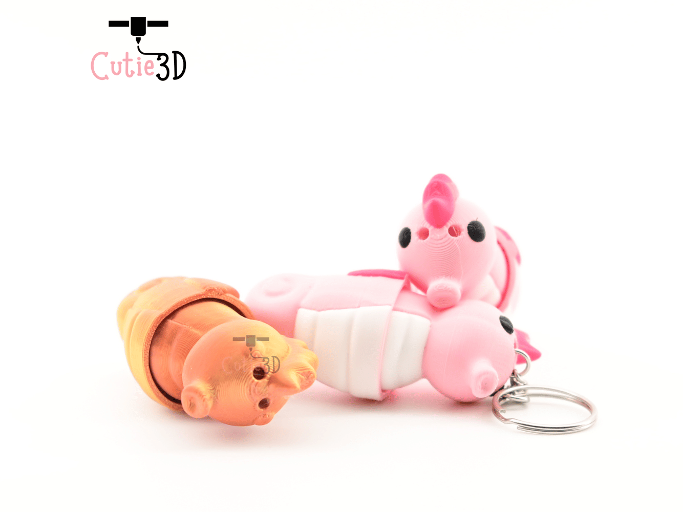 Digital Downloads - Cutie3D Seahorse Keycap Fidget Clicker Keychain - Cute Backpack Keychain