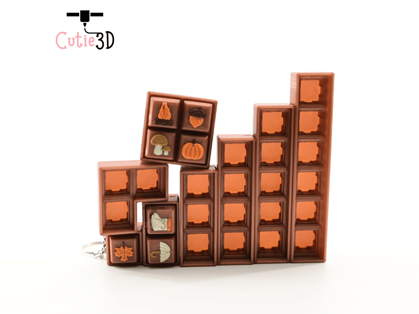 Digital Downloads - Cutie3D Set Of Autumn Icons Keycap Fidget Clicker Keychain - Cute Backpack Keychain