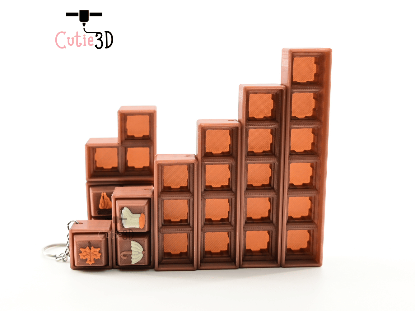 Digital Downloads - Cutie3D Set Of Autumn Icons Keycap Fidget Clicker Keychain - Cute Backpack Keychain