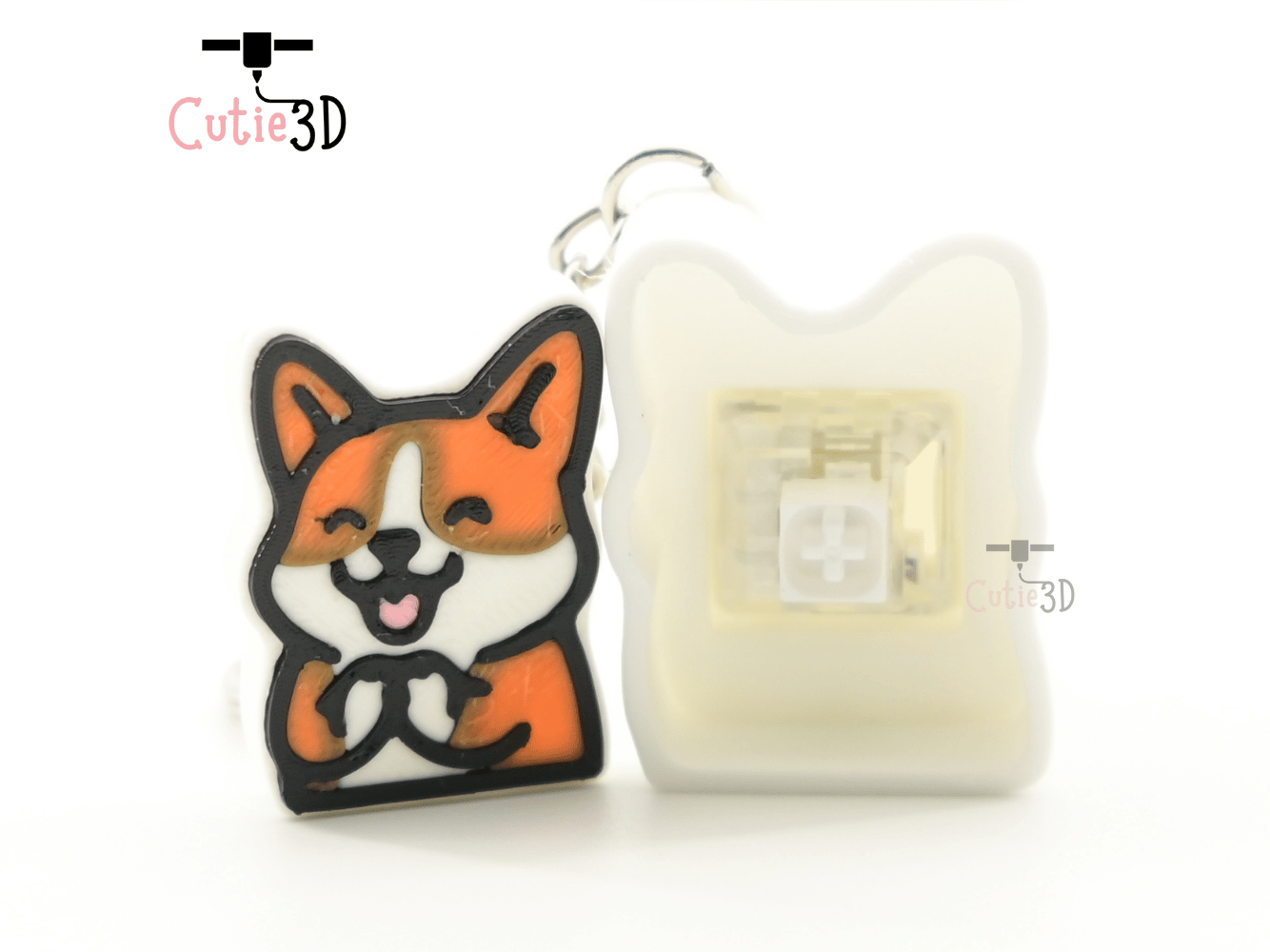 Digital Downloads - Cutie3D Set Of Corgi Emoji Keycap Fidget Clicker Keychain - Cute Backpack Keychain