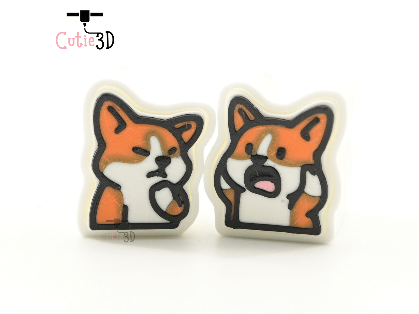 Digital Downloads - Cutie3D Set Of Corgi Emoji Keycap Fidget Clicker Keychain - Cute Backpack Keychain