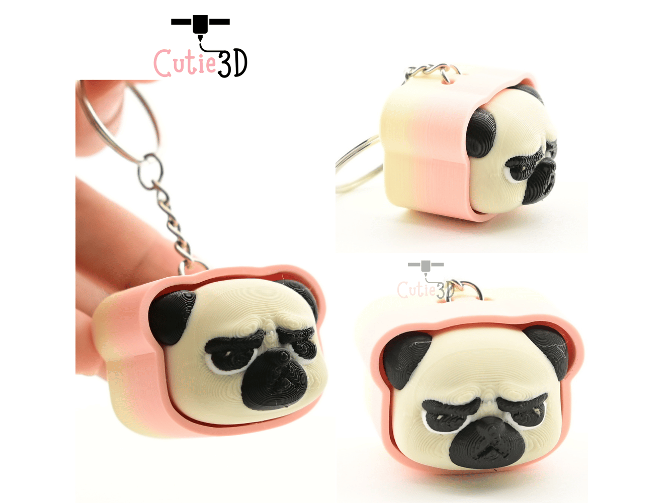 Digital Downloads - Cutie3D Set Of Grumpy Animal Faces Keycap Fidget Clicker Keychain - Cute Backpack Keychain