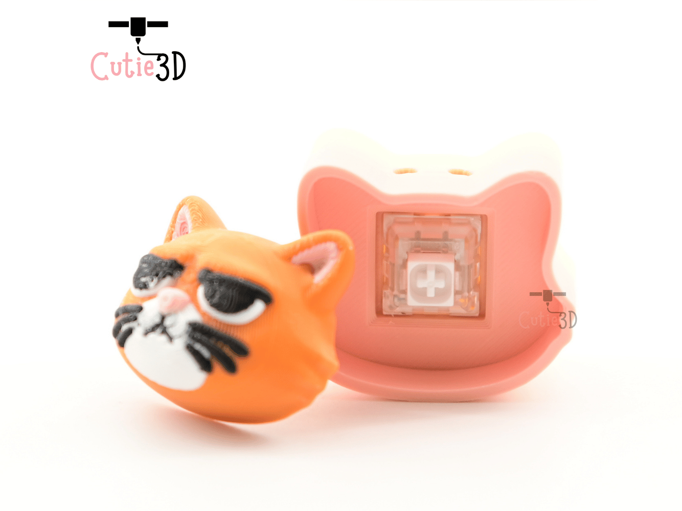 Digital Downloads - Cutie3D Set Of Grumpy Animal Faces Keycap Fidget Clicker Keychain - Cute Backpack Keychain